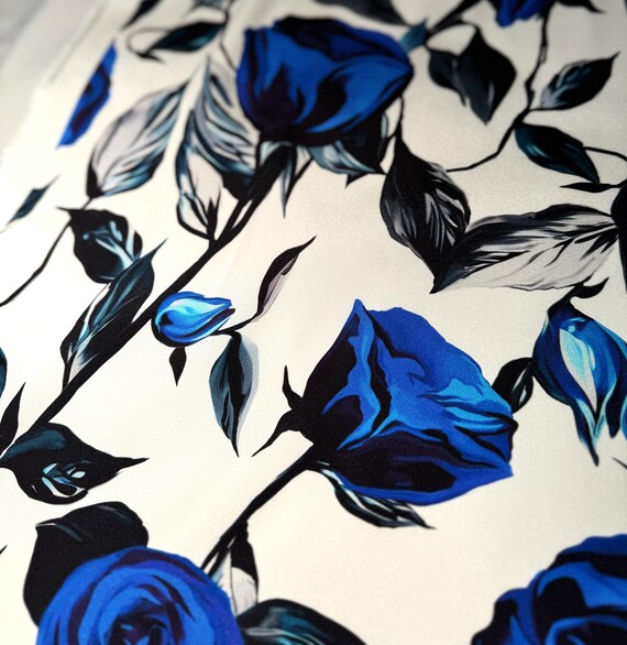 Seide Elastan Rosen Print Stoff, Designerstoff, italienische