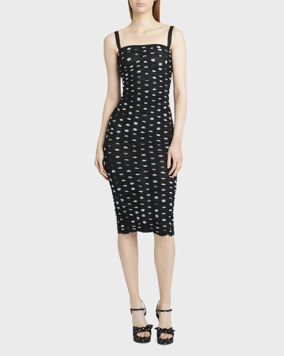 Black Tulle Fabric: Velvet Polka Dots, Luxury Italian Tulle by the