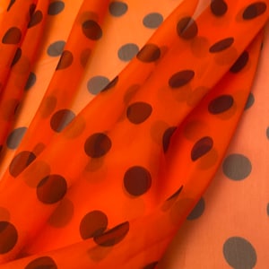 Silk Chiffon Fabric with Polka Dots, Italian Fabric by Yard, Price is for one yard.