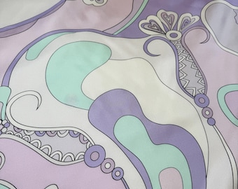 Tissu sergé de soie italienne de luxe – Imprimé abstrait, qualité créateur, deux combinaisons de couleurs.