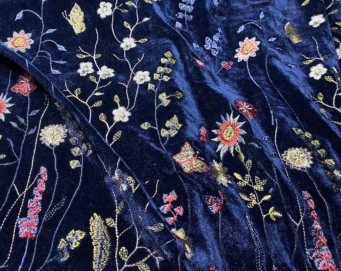 Embroidered Velvet Fabric Italian Fabric by Yard Price is Etsy