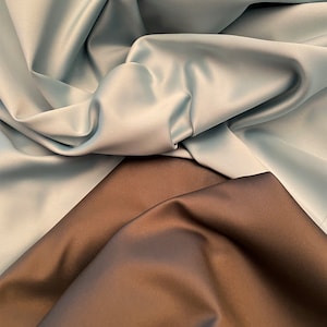 Double-Sided Outerwear Fabric: Sky Blue & Caramel Italian Polyester
