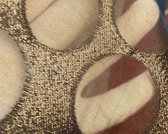 Black Silk Organza Fabric: Sheer Circles, Silver Sheen