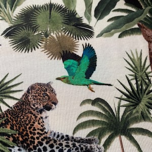 Tropical Animal Print Cotton Jersey Fabric: Soft, Stretchy Italian Knit