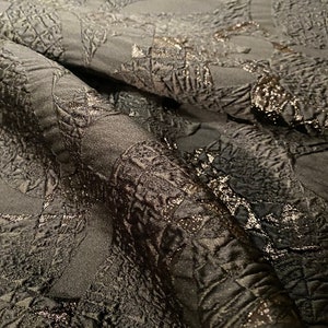 1.5 Yards of Black Brocade Fabric with Splash of Lurex, Luxury  Italian fabric by yard.