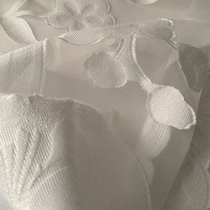 Organza with Large Jacquard Flowers, Luxury Italian Fabric by Yard.