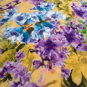 2.5 Yards of Floral Silk Fabric, Premium Quality, Luxury Fabrics by Yard.