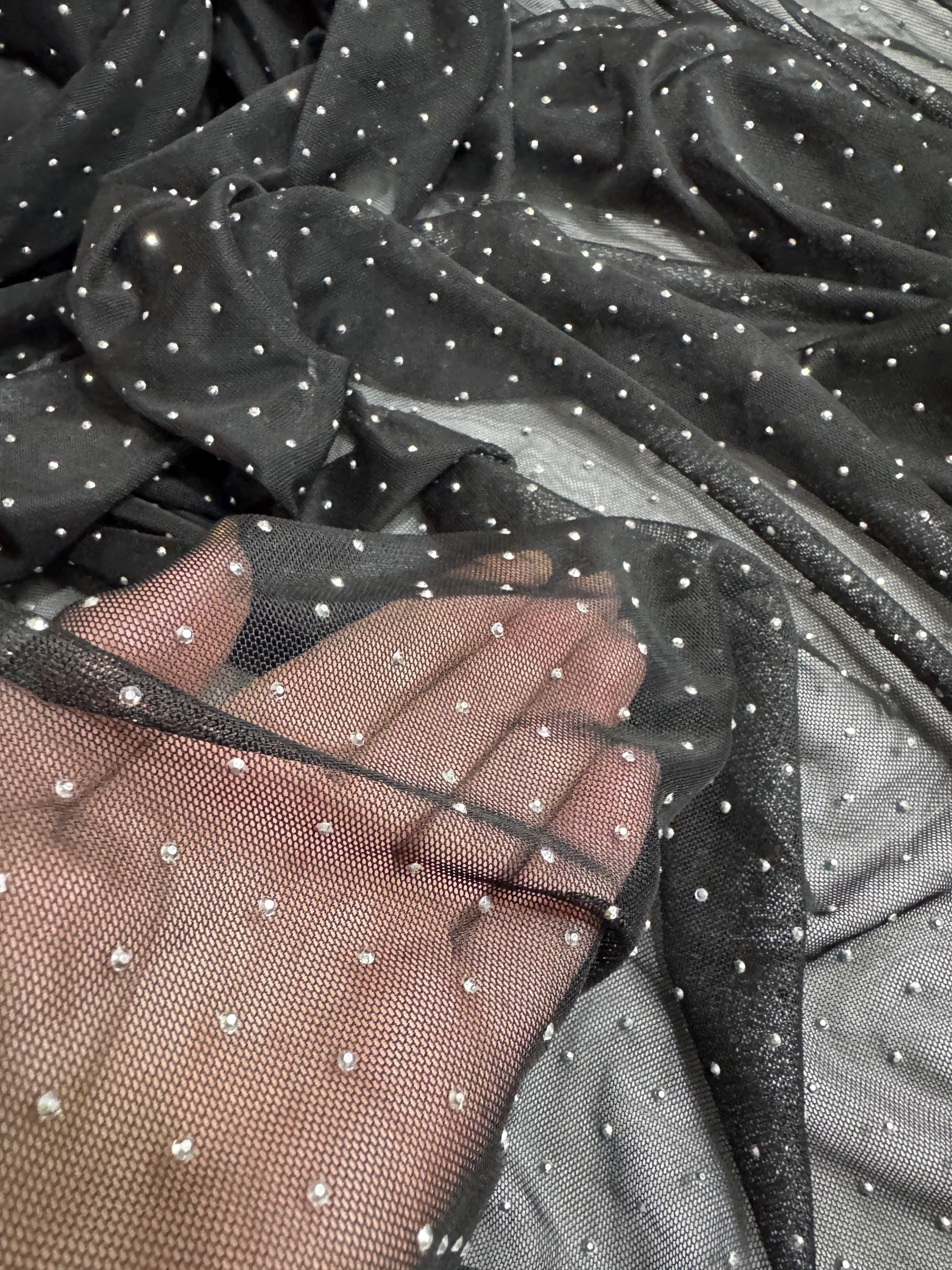 Rarest Cloth Rare Find Fabric Rhinestone on Tulle, Exclusive Italian Fabrics by Yard ...