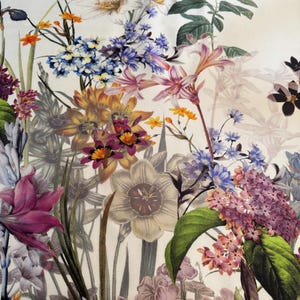 Exclusive Silk Twill Floral Fabric in Three Color Combinations, Luxury Italian Fabrics by Yard.
