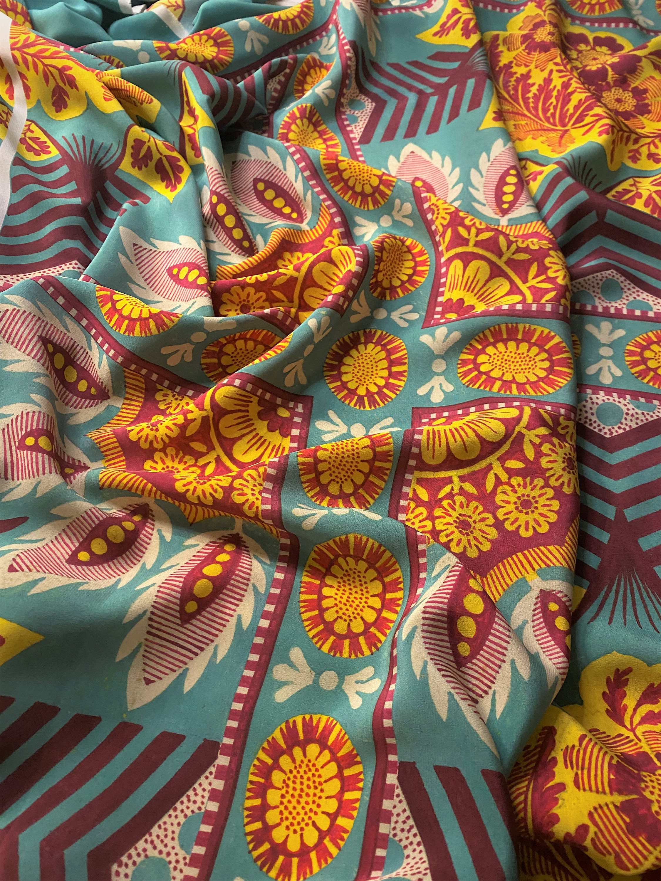 Silk Crepe de Chine Fabric Panel (repeat), Italian Fabric by Panel.