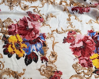 Floral Silk Chiffon Fabric, Luxury Italian Fabric