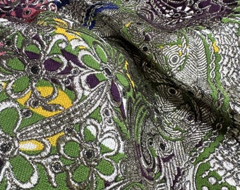 Floral Jacquard Fabric: Silver Overprint, Italian Couture