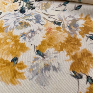 Exclusive 100% Wool Floral Fabric, Designer  Italian Fabric by Yard.