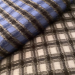 Rare Find, Exclusive Wool/Cotton Checkered Fabric in Two Variations, Italian Fabric by Yard.