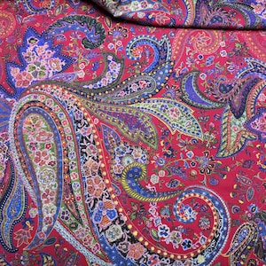 Exclusive Dress Wool/Silk  Floral Twill Fabric, Designer Fabrics, Luxury Italian Fabrics.