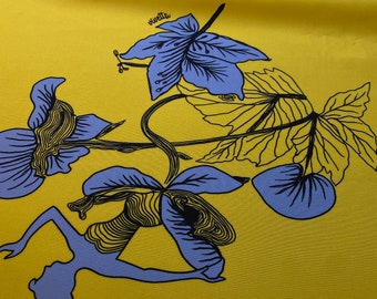 Floral Cotton Fabric: Bright Yellow Italian Fabric by the Yard
