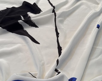 Pannello in tessuto di seta crepe de chine: stampa astratta di lusso italiano