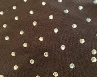 Rare Find Black Crepe Fabric Embellished with Crystals, Italian Fabric by Yard, Price is for one yard.
