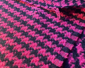 Tela de tweed pata de gallo fucsia, tela de revestimiento italiana cortada a medida