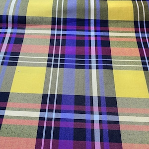 1.5 Yards  Couture Cotton Plaid Suiting Fabric, Luxury Italian fabric by Yard.