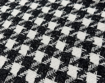 Tela de tweed pata de gallo de alta costura, telas italianas de lujo.