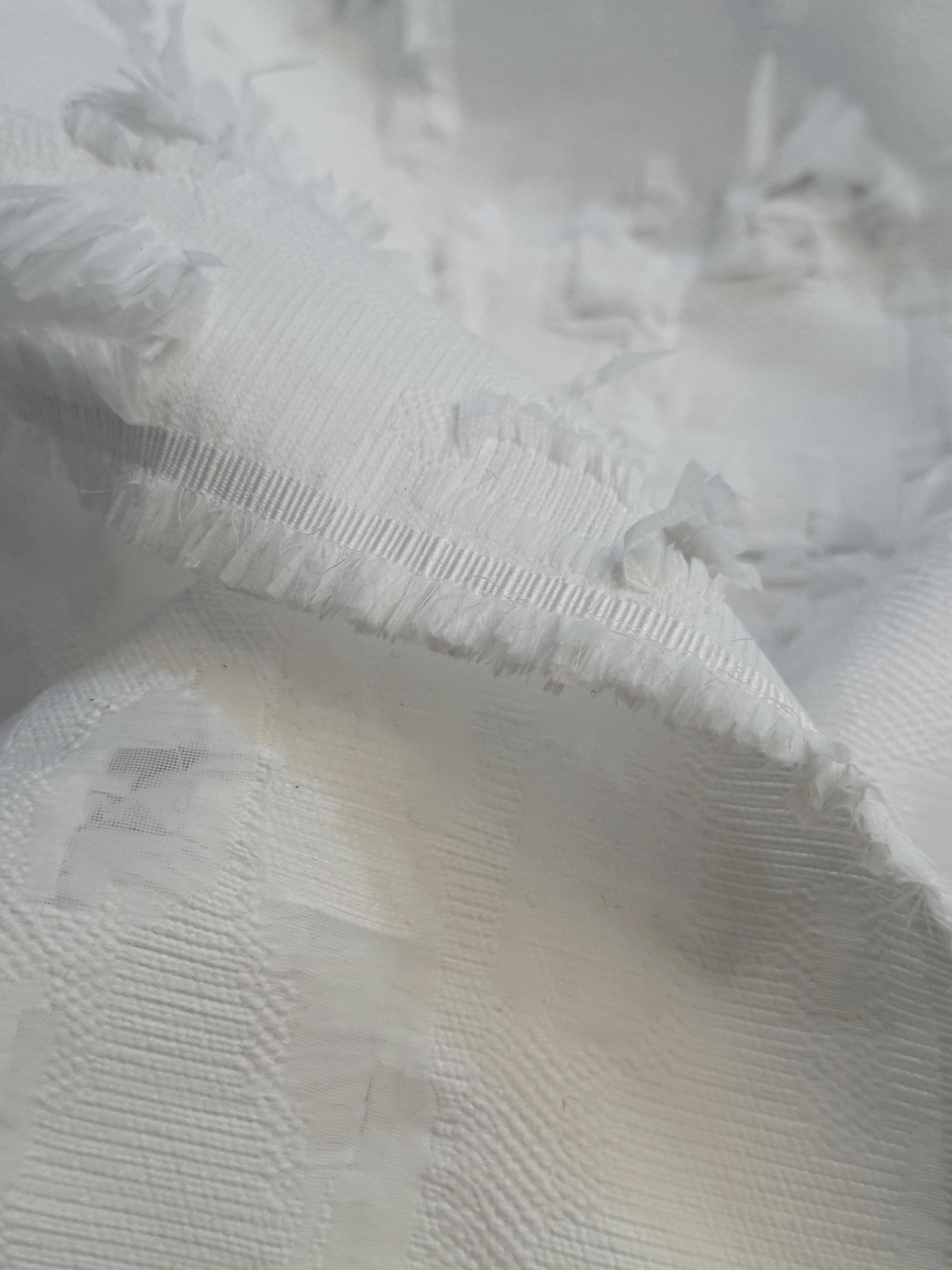Polyester Fabric Ripped White Ripped Cotton/polyester Fabric - Luxury Italian Designer Fabric ...