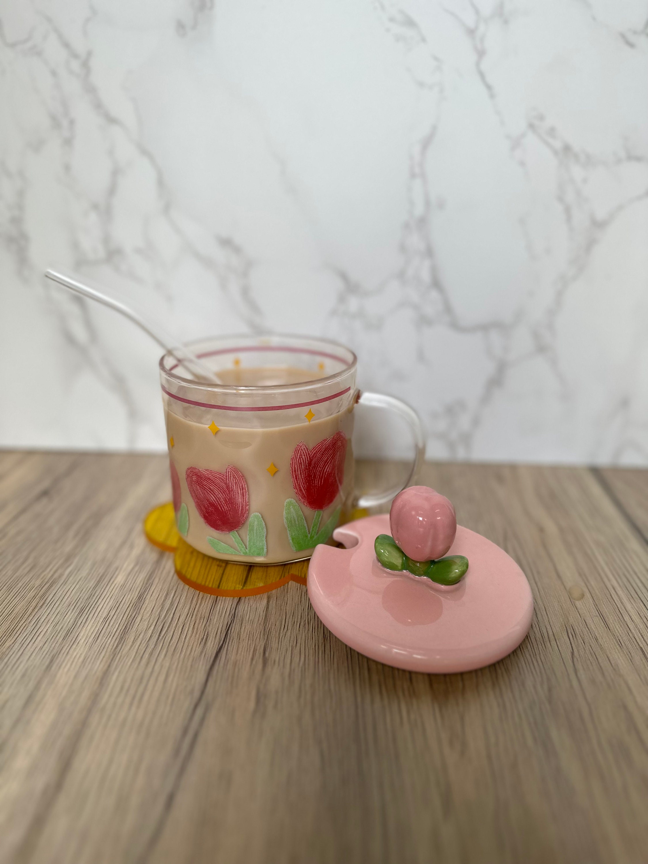 Aesthetic Glass Cup Tulip Cup Cute Cup Glass Cup With Etsy