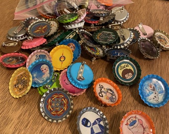 Handmade Pop Culture Bottle Cap Buttons – Set of 3!