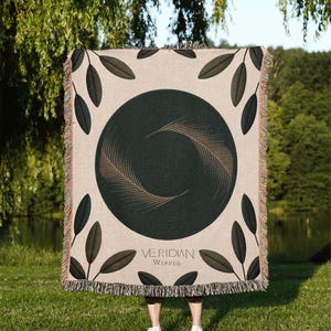 Abstract Leaf Woven Blanket: Modern Nature Throw, 100% Cotton