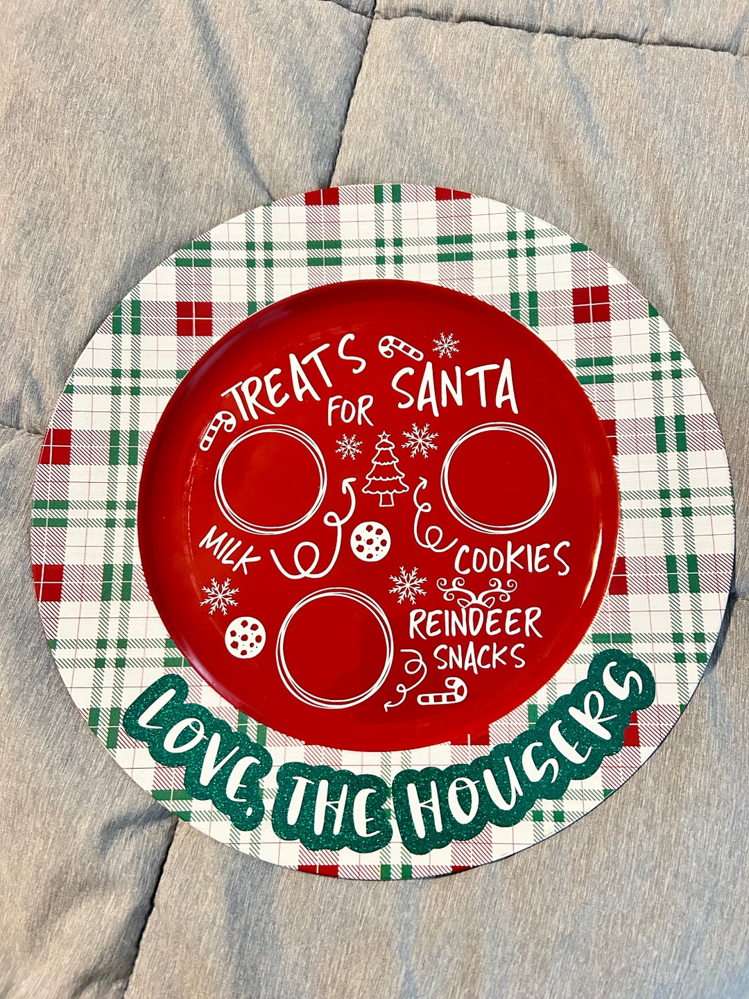 Treats for Santa Plate Santa Plate Buffalo Plaid Santa Plate Cookies