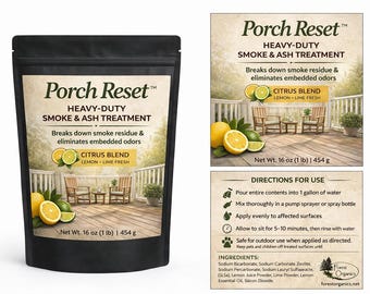 Smoke Odor Remover for Porch Patio Deck Outdoor Surfaces Heavy Duty Ash Cleaner Citrus Concentrate Powder Smoke Residue Cleaner Porch Reset
