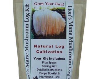 Lion's Mane  Mushroom Growing Log Kit Grows for Years!!