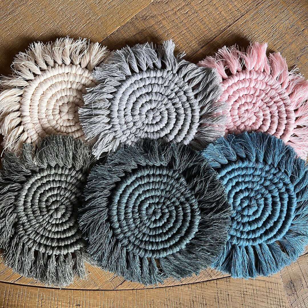Round Macrame Coaster Patterns Round Macrame Coasters | Boho Decor | Woven Coaster | Home Decor ...