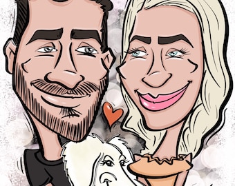 Personalised Caricature/Colour/Caricature Portrait/Digital Drawing/Drawing From Photo/Custom Gift/Colour Drawing/quirky/Unique