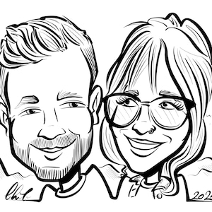 Caricature/ Digital/ Portrait/ black and white/ personalised/ custom/ unique gift