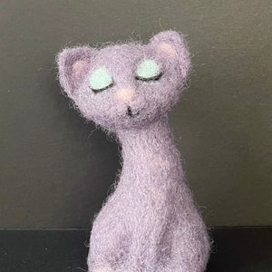 Fabric Art MCM Style Cat Needle Felted Wool Handmade Decorative Kool Kat Decor One of a Kind