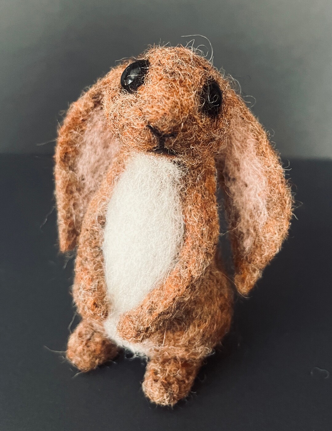 Fabric Art Lop Eared Bunny Rabbit Needle Felted Wool Handmade Easter ...