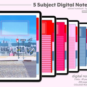 5 Subject Digital Notebook - Hyperlinked Tabs - Note Taking, Journaling ...