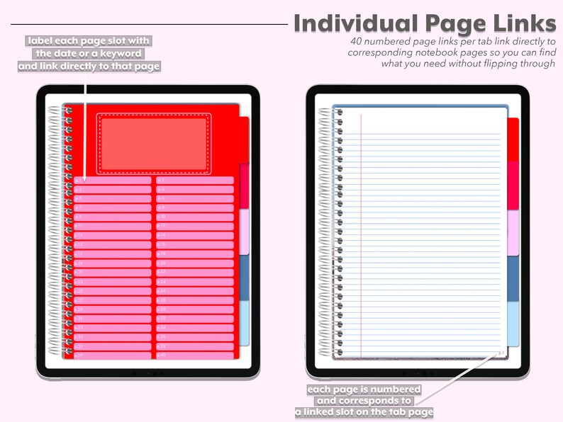 5 Subject Digital Notebook - Hyperlinked Tabs - Note Taking, Journaling ...