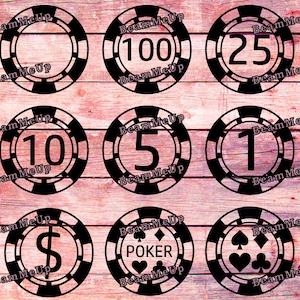 DIGITAL FILE Poker Chip Designs SVG Dfx Ai