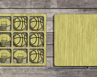 DIGITAL FILE Laser Cut Basketball Tic Tac Toe SVG Dfx Ai