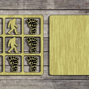 DIGITAL FILE Laser Cut Bigfootl Tic Tac Toe SVG Dfx Ai