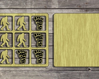 DIGITAL FILE Laser Cut Bigfootl Tic Tac Toe SVG Dfx Ai
