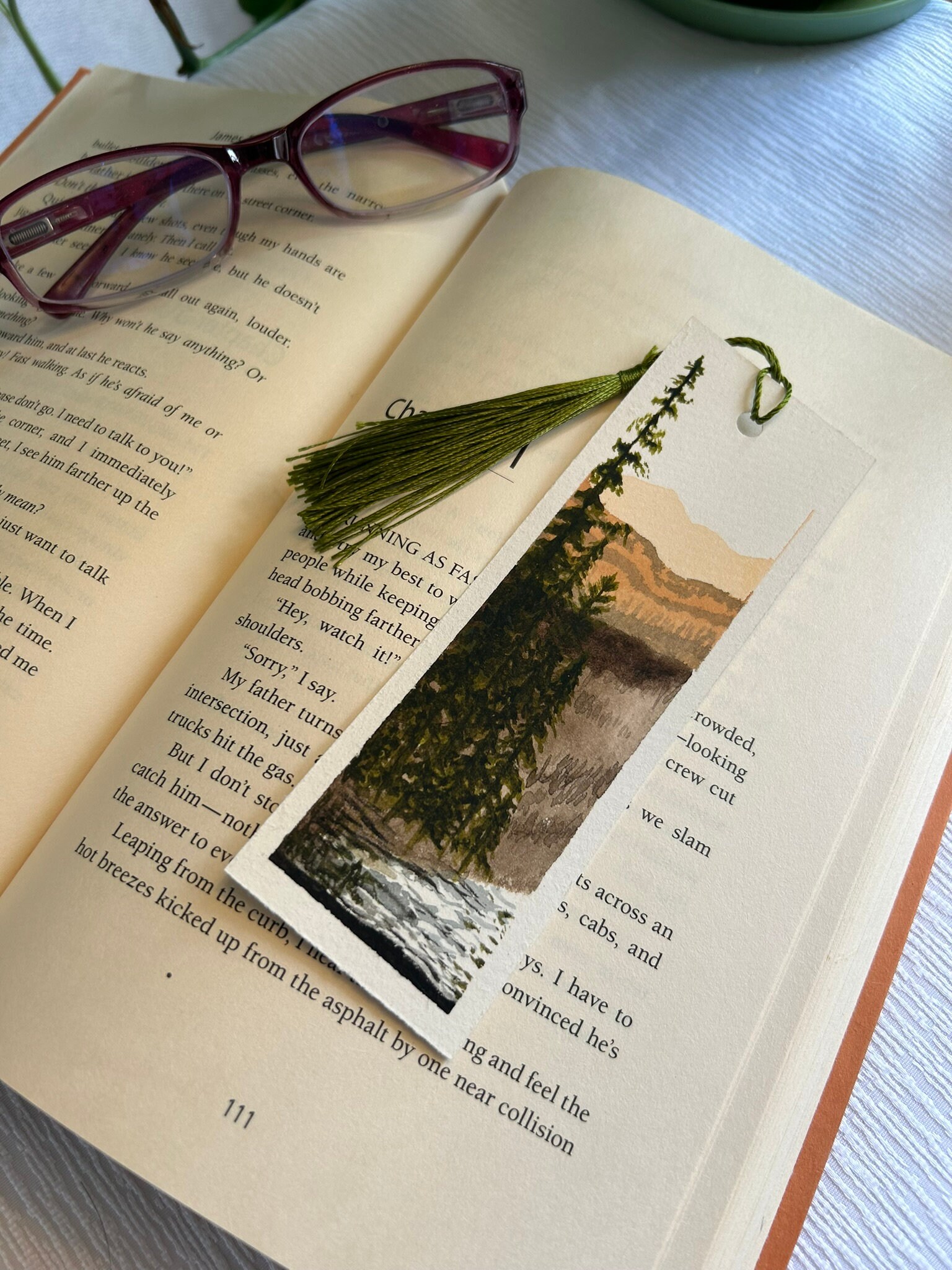 Mountains With Trees and River Bookmark I Hand Painted Bookmark - Etsy