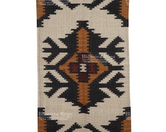 Handmade Wool Jute Rug, Navajo Kilim Rug, Aztec Rug, Accent Rug, Outdoor Rug/Indoor Rug, Living/Dinning Room 5x7