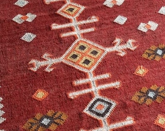 Alfombra Kilim de yute de lana tejida a mano, alfombra de yute de lana, alfombra de yute Kilim, alfombra de tejido plano, alfombra Boho, alfombra Dhurrie india, alfombra Navajo Kilim, alfombra personalizada