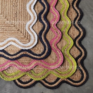 Natuurlijk geschulpt jute tapijt - tapijt met geschulpt patroon, natuurlijk jute tapijt, handgevlochten tapijt, decoratief tapijt, karpet, handgeweven jute tapijt, op maat gemaakt tapijt