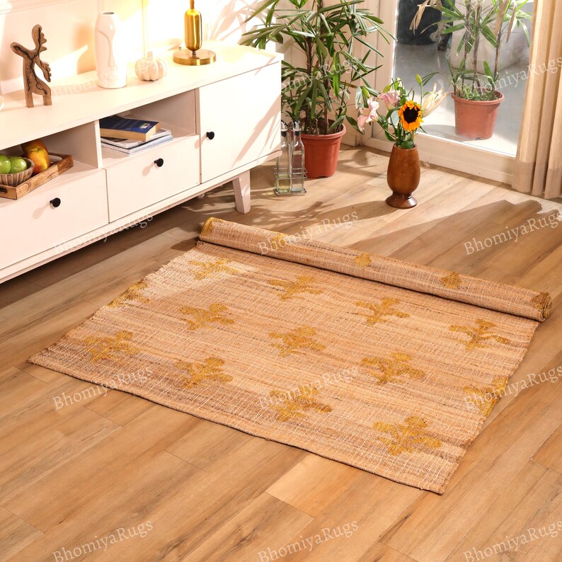 Handgefertigter Teppich aus Jute und Baumwolle im Boho-Stil Bild 5
