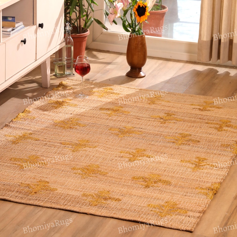 Handgefertigter Teppich aus Jute und Baumwolle im Boho-Stil Bild 2
