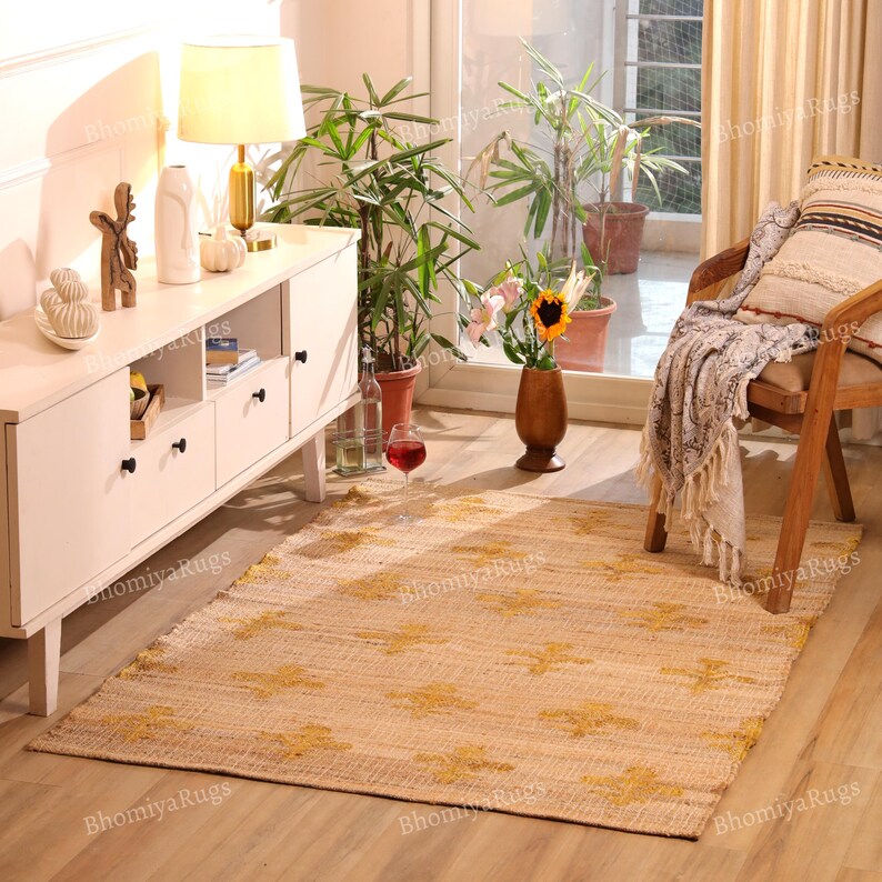 Handgefertigter Teppich aus Jute und Baumwolle im Boho-Stil Bild 11